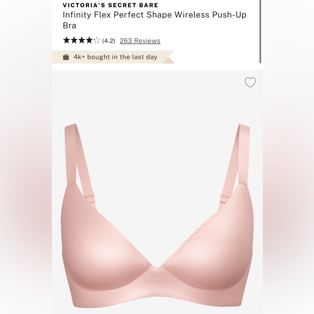 NWT Victoria’s Secret Pink Infinity Flex Perfect Shape Wireless Push-Up Bra